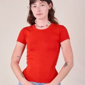 NWOT Big Bud Press Bedroom Basics Baby Tee Mustang Red XS